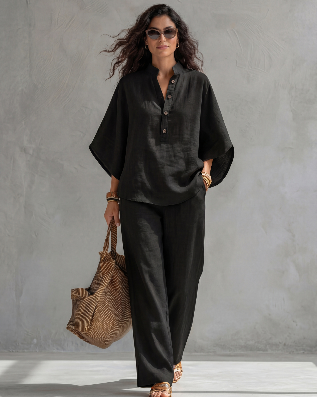 Elena | Conjunto Mujer de Algodón y Lino Blanco