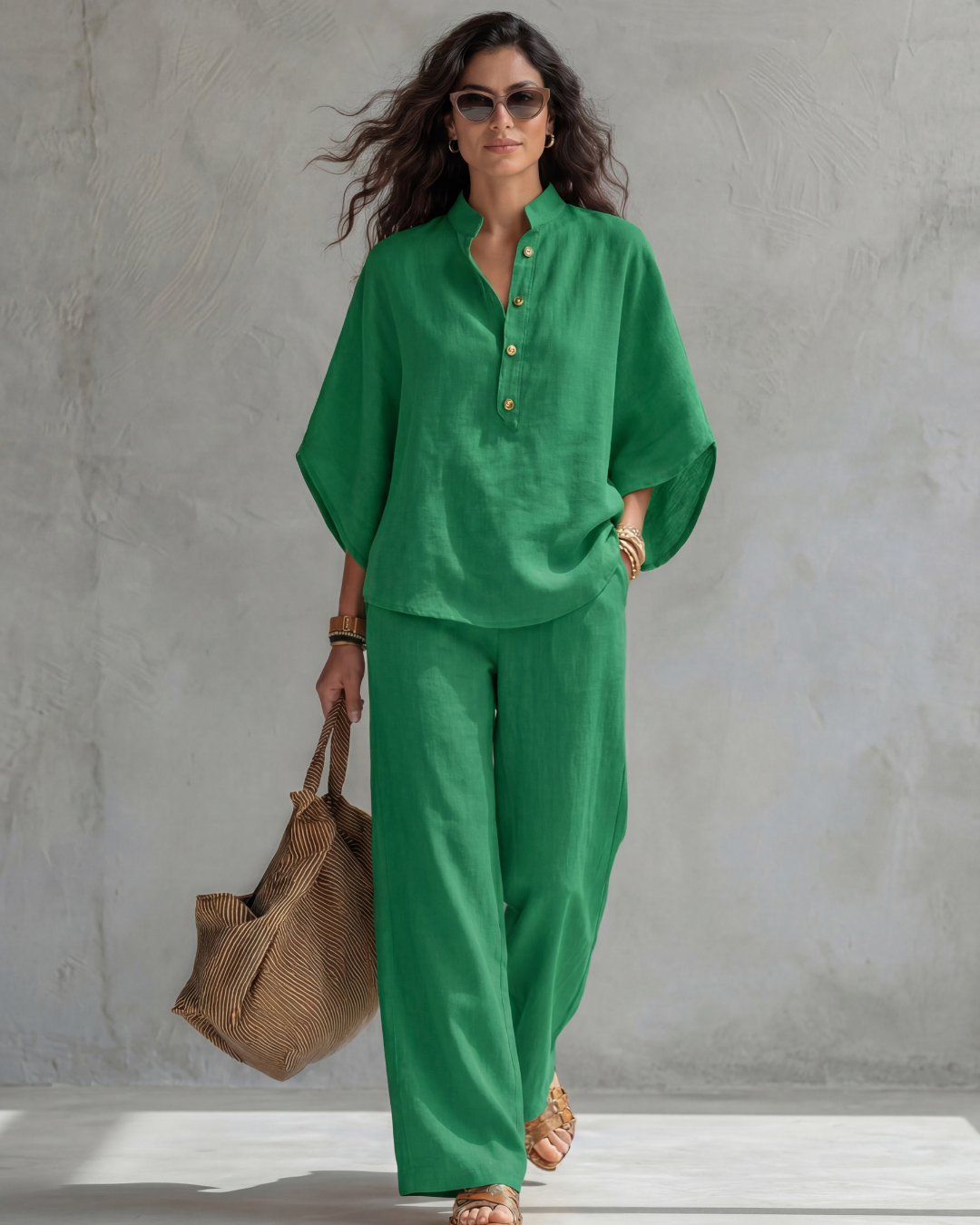 Elena | Conjunto Mujer de Algodón y Lino Rojo