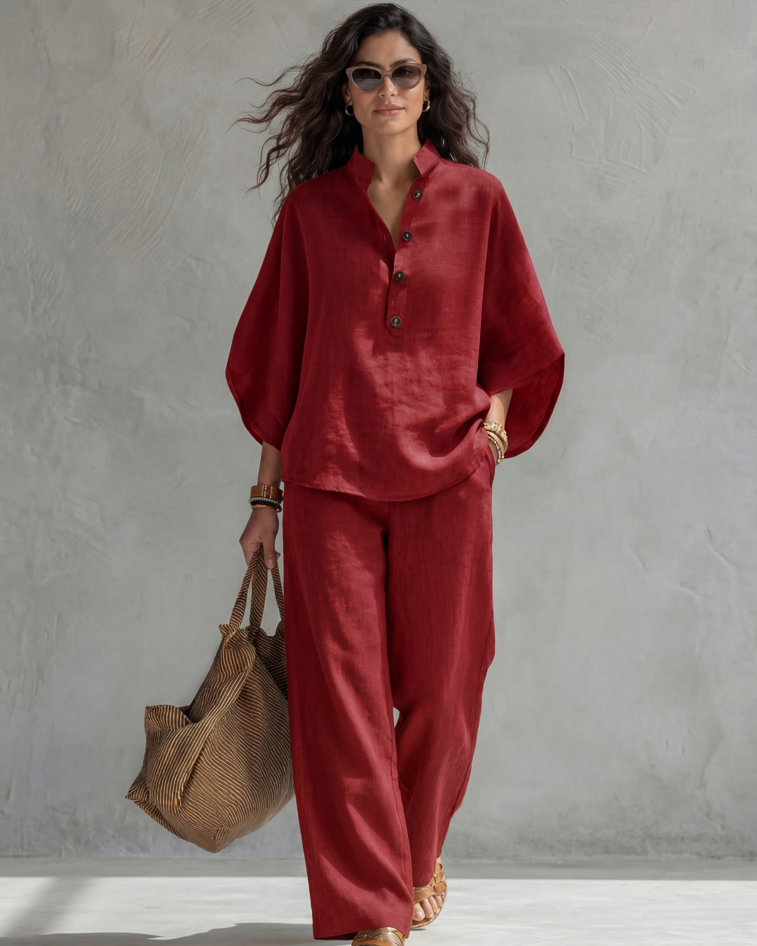 Elena | Conjunto Mujer de Algodón y Lino Negro