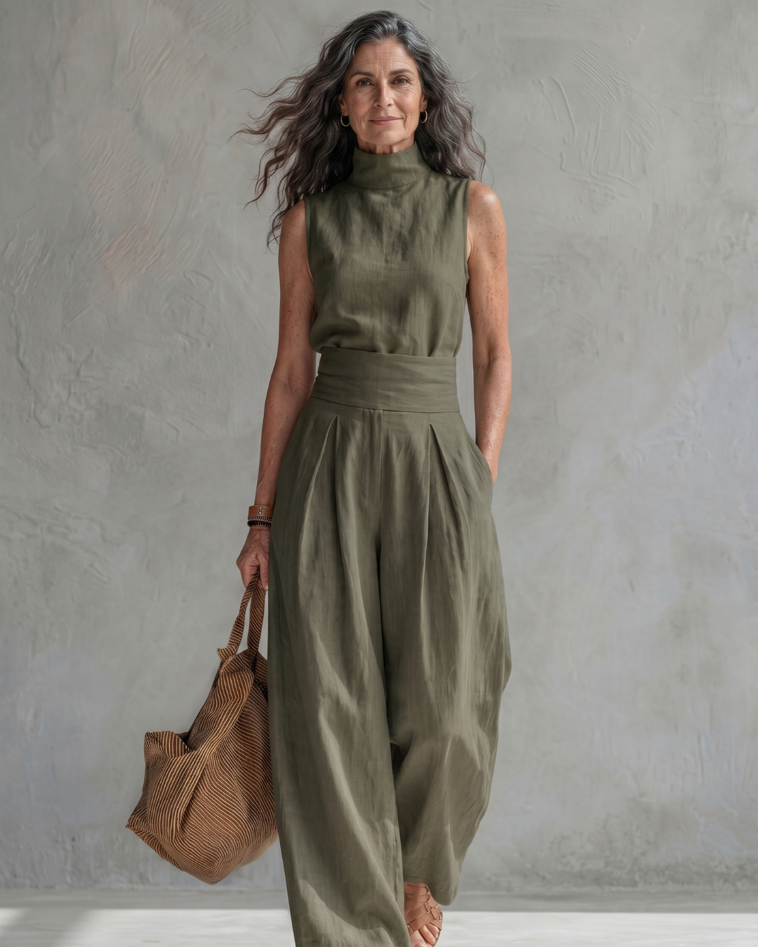 Maria | Conjunto Top y Pantalón Ancho Algodón Lino Blanco