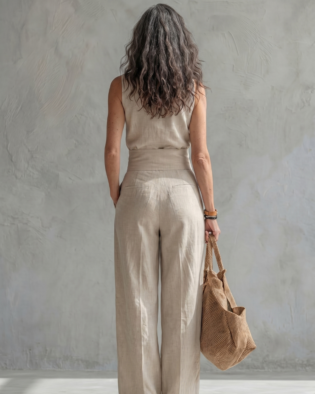 Maria | Conjunto Top y Pantalón Ancho Algodón Lino Blanco