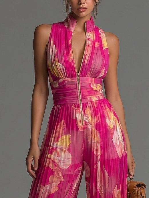 Valentina | Mono Plisado Floral Fucsia