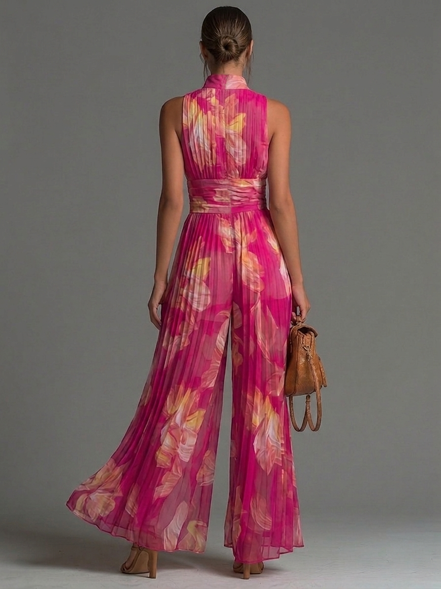 Valentina | Mono Plisado Floral Fucsia